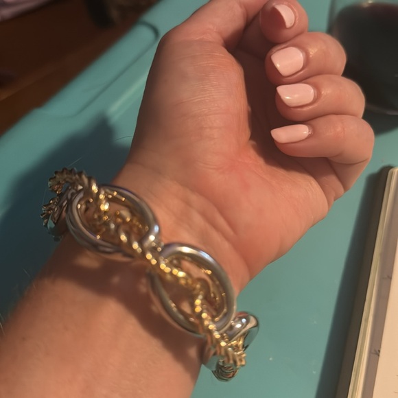 Mixed Metal Silver & Gold Chunky Chain Bracelet - Picture 4 of 4